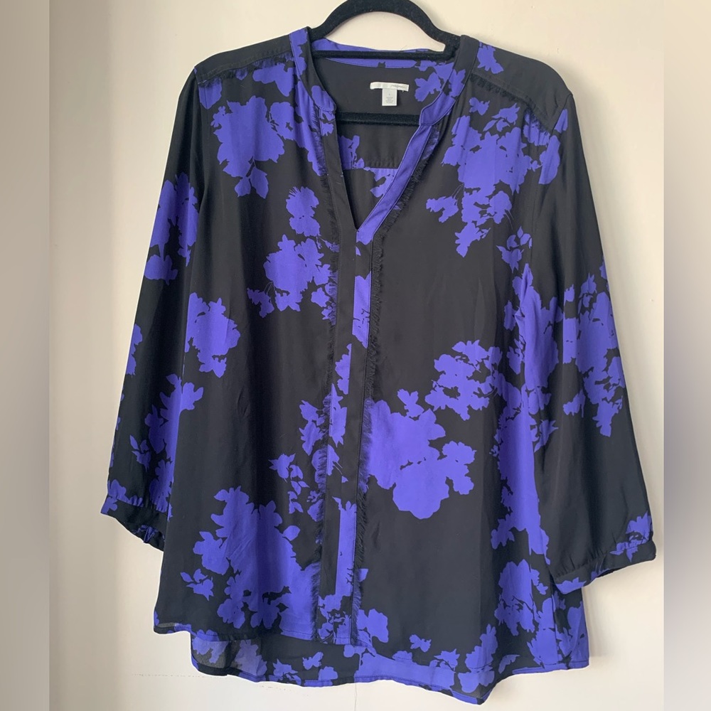 Halogen Blouse in black and purple, Size L